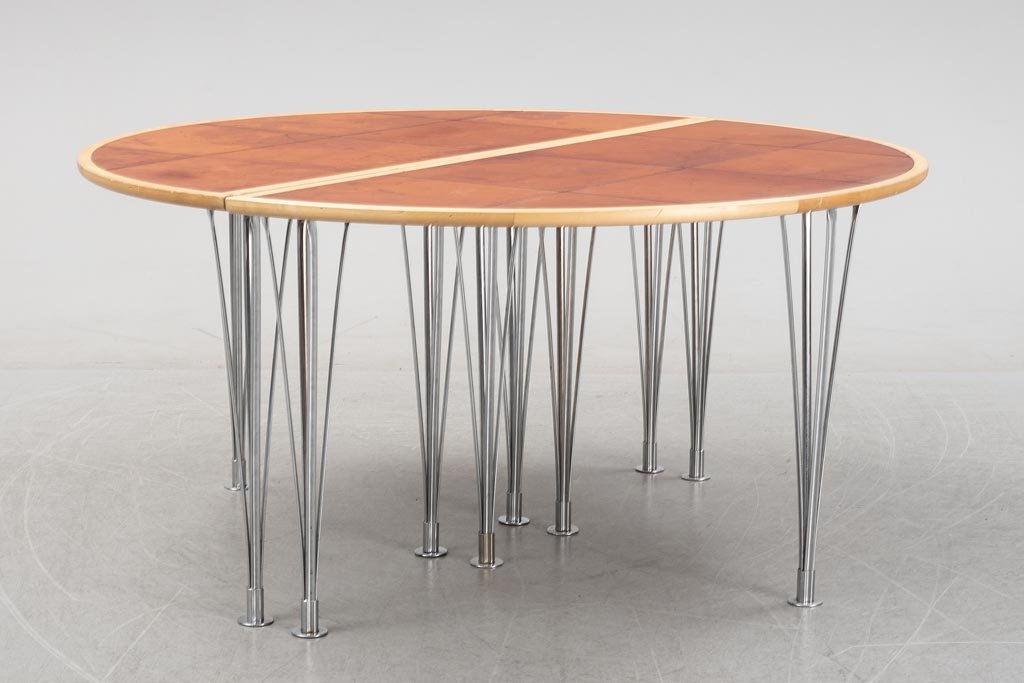 D-End tables, 1980s by Bruno Mathsson, birch with leather top, 150cm x 75cm, 2 available
