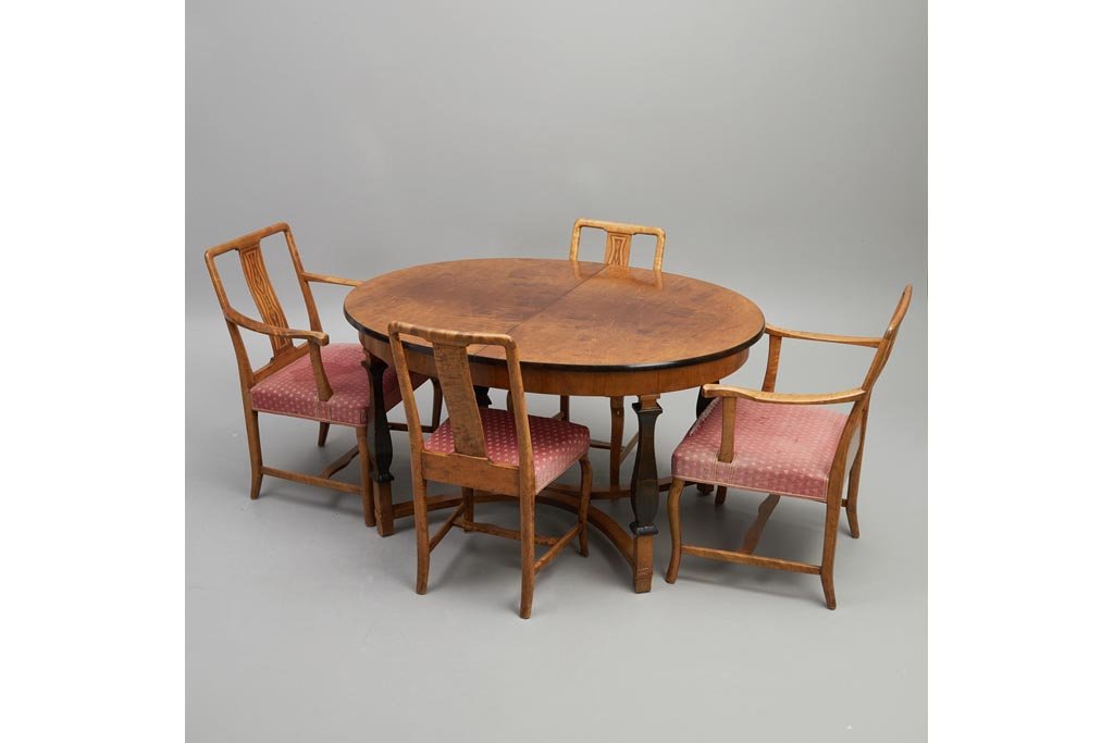Table & 8 chairs "Haga", 1925 by Carl Malmsten, produced by Nordiska Kompaniet