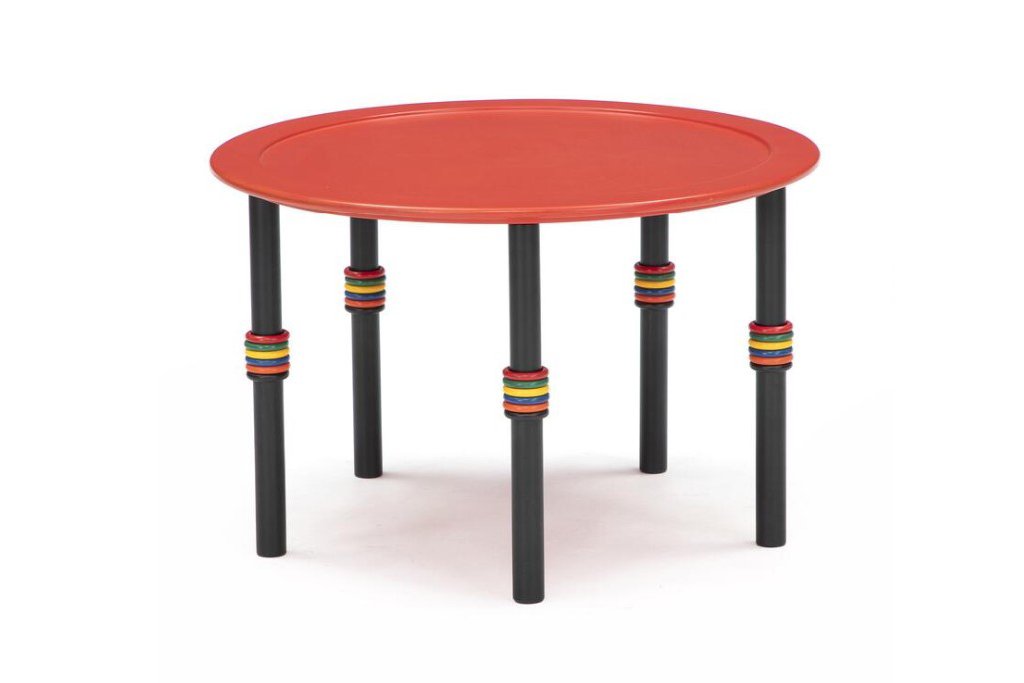 Coffee table by Nanna Ditzel, 1991, painted ash, wooden rings, produced by Brdr. Kruger