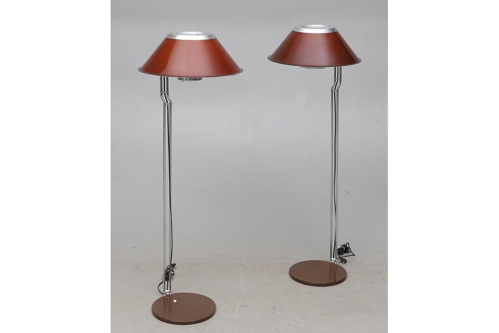 2 Floorlamps "Mars", 1970's, designed by Per Sundstedt, H: 140cm