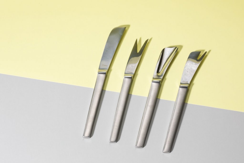 Snack Set Delmonico, No. 30114, 1959, Meat Fork + Butter Knife + Jam Spoon + Cheese Knife, l: 20cm
