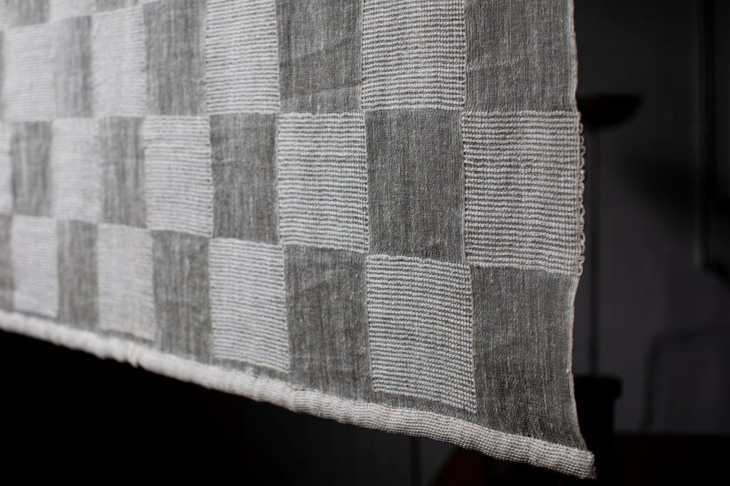 Hand-wooven Textile, 1960s, linen, cellophane