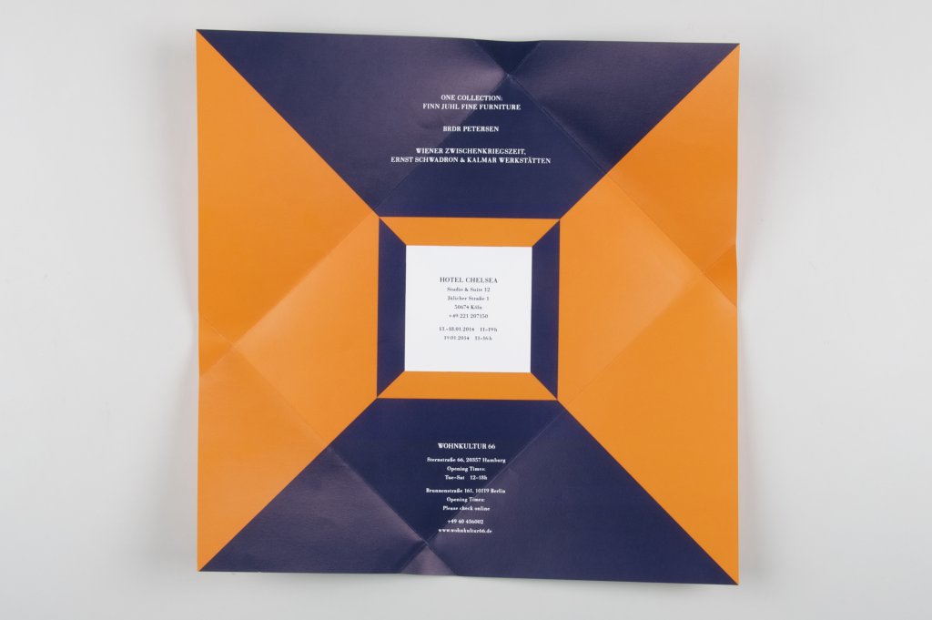 Invitation for Exhibition: Onecollection, Brdr. Petersen & Wohnkultur66 at the Hotel Chelsea, Cologne, 2014 - Artwork: Büro Ballmann Weber, Hamburg