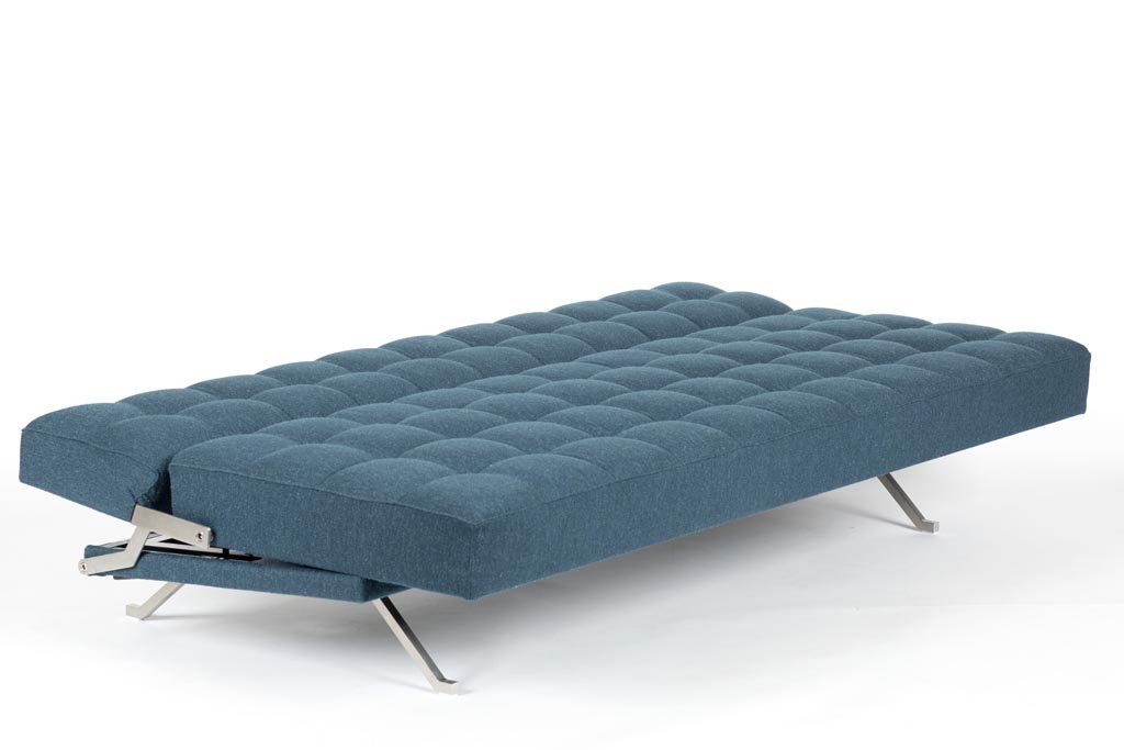 Constanze Bedsofa, 1961 by Johannes Spalt, Edition: Wittmann, stainless steel, fabric by Hanne Vedel, No. 3